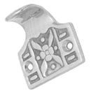 Silver charm with geometric design on a white background