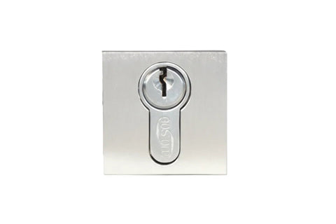 Metal lock mechanism on a white background