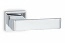 Chrome door handle on a white background