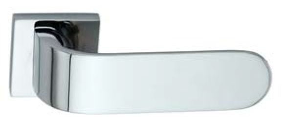 Chrome door handle on a white background