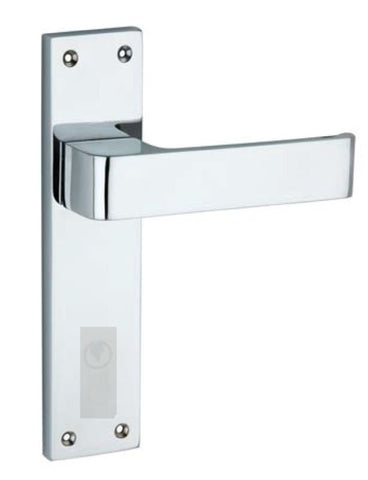 Chrome door handle on a white background