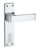 Chrome door handle on a white background