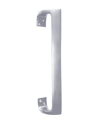 Metallic door handle on a white background