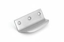 Metal bracket with three holes on a white background