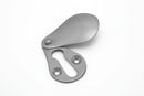 Metallic spoon-shaped object on a white background