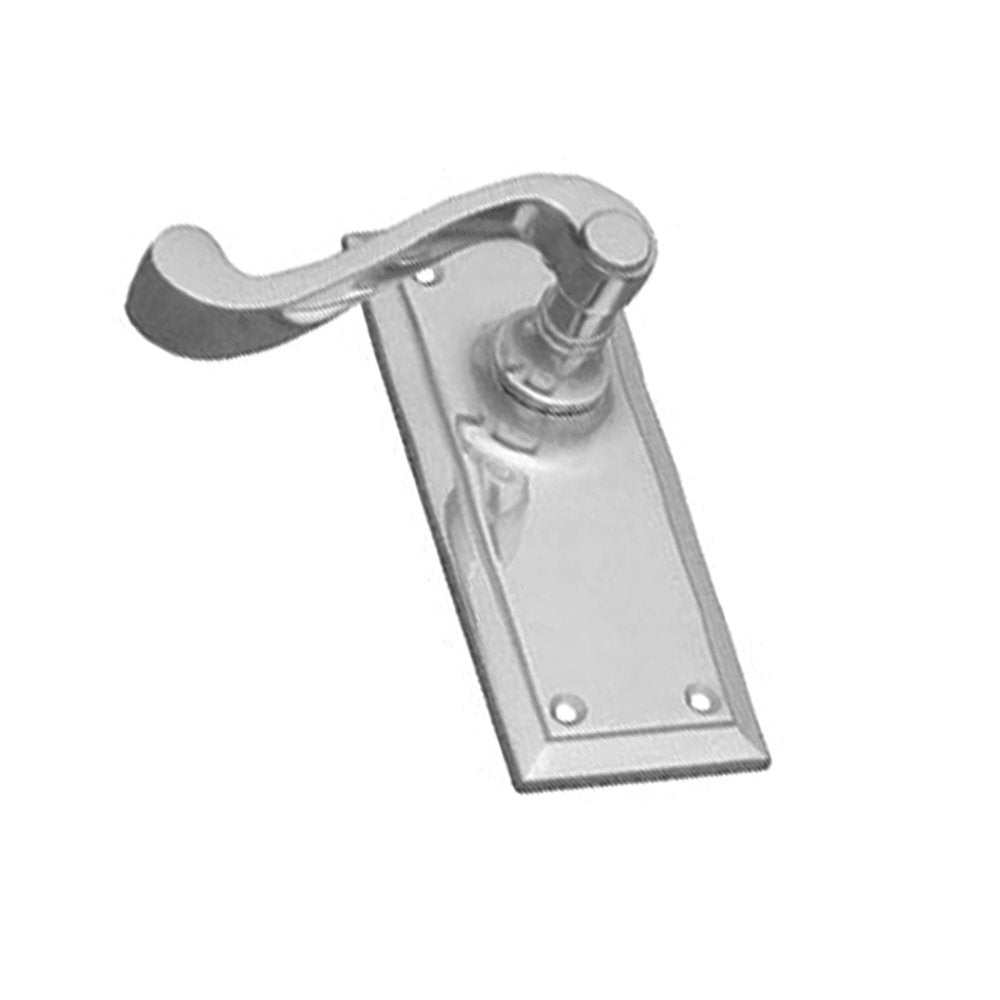 Metal door handle on a white background