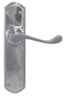 Metal door handle on a white background