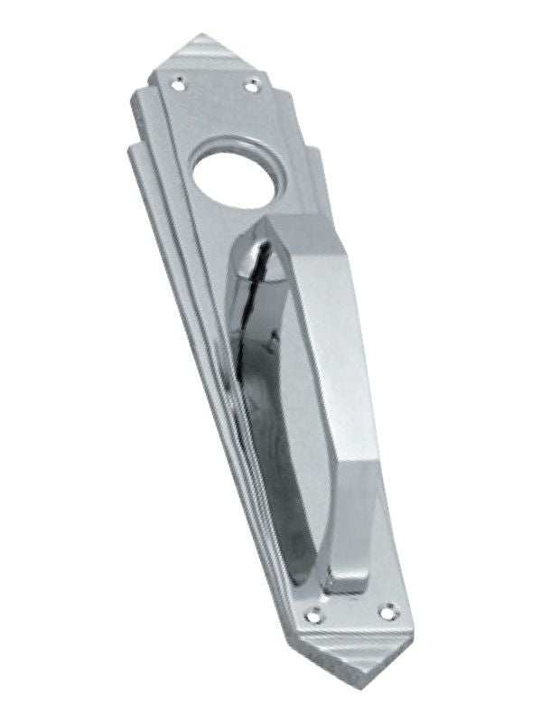 Superior Brass Art Deco Handle / Cylinder CP 280x67mm ONLY LEVER SET - primehardware