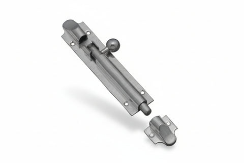 Metal door latch on a white background