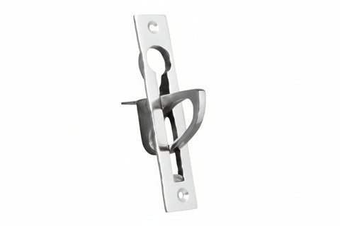 Metallic door handle on a white background