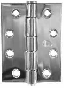 Superior Brass Butt Hinge Fixed Pin Including Screws Polished Stainless Steel 100x75x2.5mm (Pair)