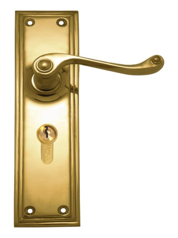 Superior Brass Lever Lock (CC 47.6mm) PB 200x50mm ONLY LEVER SET - primehardware