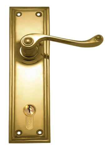 Superior Brass Lever Lock (CC 85mm) PB 200x50mm ONLY LEVER SET - primehardware