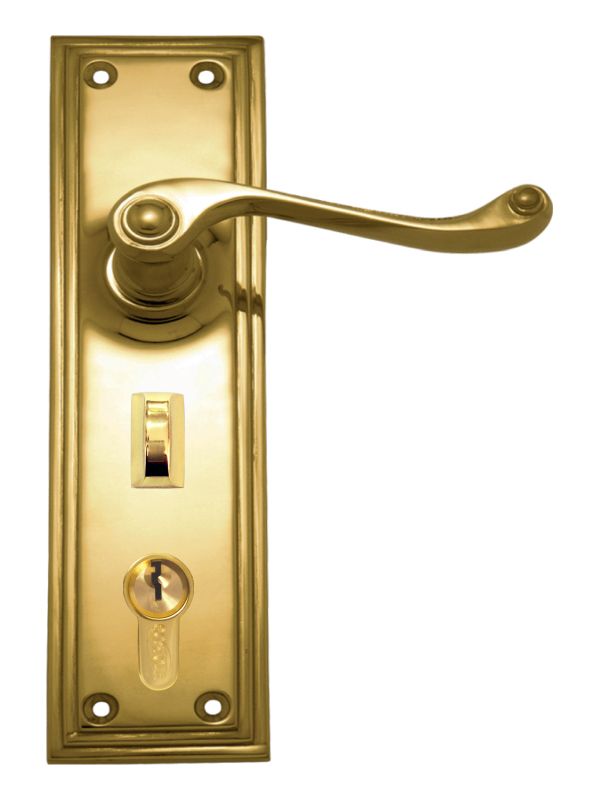 Superior Brass Lever Lock to suit myLock PB 200x50mm  ONLY LEVER SET