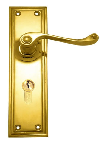 Superior Brass Lever Lock (CC 47.6mm) PB 150x50mm ONLY LEVER SET - primehardware