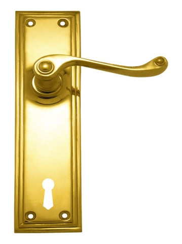Superior Brass Lever Lock (CC 57mm) PB 150x50mm ONLY LEVER SET - primehardware