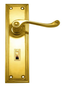 Superior Brass Lever Lock Privacy Polished Brass 150x50mm (Pair)
