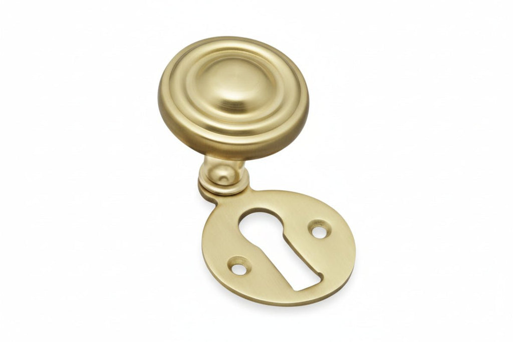 Brass door knocker on a white background