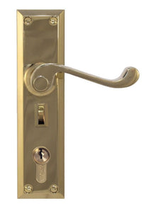 Superior Brass Lever Lock Punched to Suit myLOCK Polished Brass 200x50mm (Pair) Only Lever Set