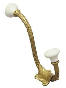 Superior Brass Hat & Coat Hook Porcelain Ball Polished Brass 150mm
