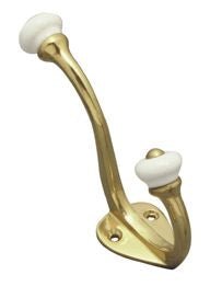 Superior Brass Hat & Coat Hook Projection 75mm Polished Brass 110mm