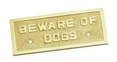 Superior Brass Beware Of Dog Sign PB 50x115mm - primehardware