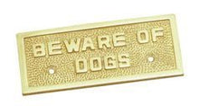 Superior Brass Beware of Dog Sign Polished Brass 50x115mm