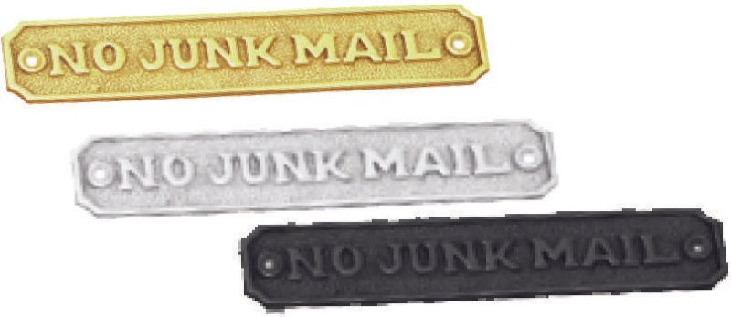 Superior Brass No Junk Mail Sign PB 40x170mm