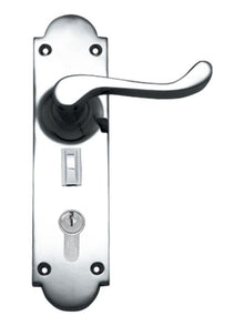Superior Brass Lever Lock Punched to Suit myLOCK Satin Chrome 200x50mm (Pair)