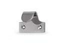 Metal clip with two screws on a white background