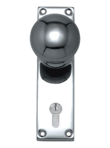 Superior Brass Knob Lock CC 47.6mm Satin Chrome 150x42mm (Pair)