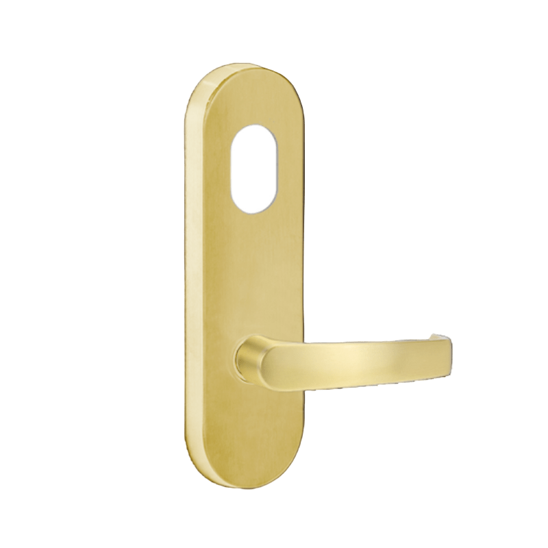 Lockwood 2801 Round End Plate with Cylinder Hole & 47 Lever Left Hand Polished Brass Unlacquered 2801/47LBU