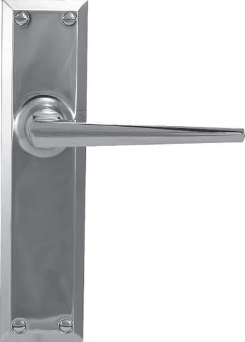 Chrome door handle on a white background