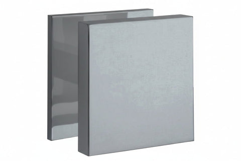 Gray metal filter with a textured surface on a white background
