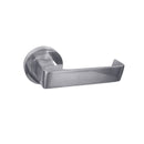 Metallic door handle on a white background