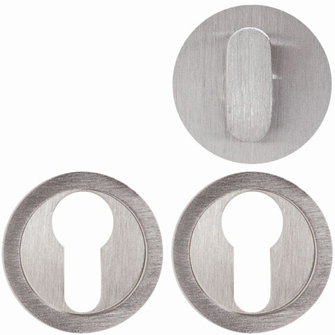 Austyle Euro Escutcheons and Snib Round Satin Chrome 52mm 43737 - primehardware