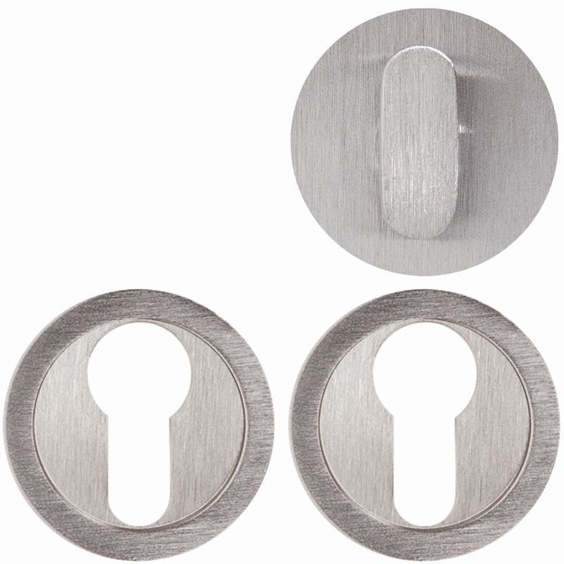 Austyle Euro Escutcheons and Snib Round  Satin Chrome 52mm   43737