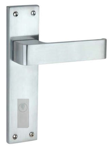 Chrome door handle on a white background
