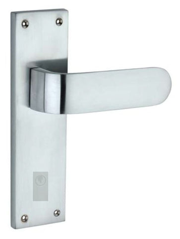 Chrome door handle on a white background