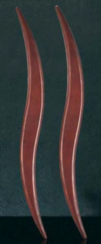 Two long, thin, reddish-brown objects on a dark background