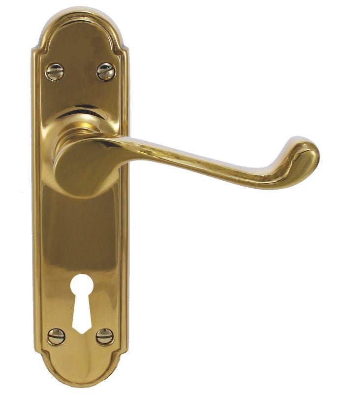 Superior Brass Lever Lock (CC 57mm) PB 180x45mm ONLY LEVER SET - primehardware