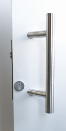 Austyle Entry Pull Handle — Offset Double | 316SS Satin Chrome 600mm