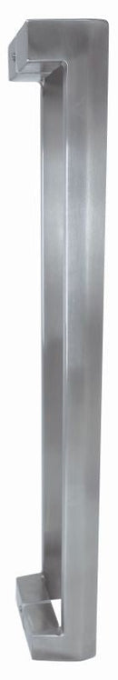 Metallic door handle on a white background