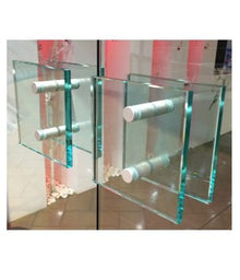 Austyle Entrance Pull Handle — Tempered Glass Square | Satin Chrome 170mm