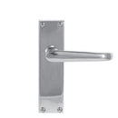Metal door handle on a white background