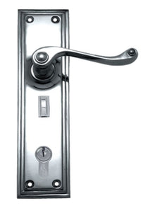 Superior Brass Lever Lock Entrance My Lock Satin Chrome 200x50mm (Pair)