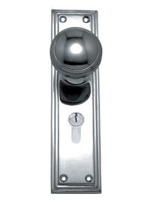 Superior Brass Knob Lock Satin Chrome 200x50mm (Pair)