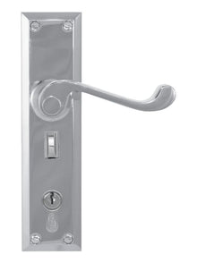 Superior Brass Lever Lock Punched to Suit myLOCK Satin Chrome 200x50mm (Pair) Only Lever Set