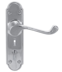 Superior Brass Lever Lock Punched to Suit myLOCK Satin Chrome 230x45mm (Pair)