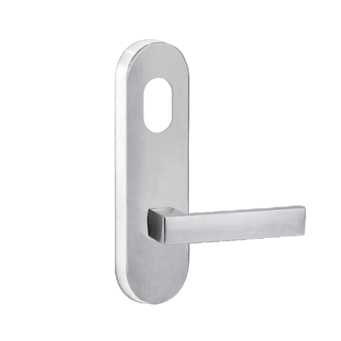Lockwood 2801 Round End Plate with Cylinder Hole & 101 Lever Satin Chrome 2801/101SC - primehardware